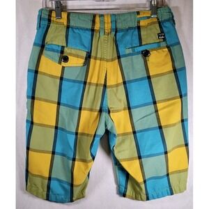 Billabong Shorts Men's 30 Yellow Green‎ Blue Plaid Swim Board Surf Trunks